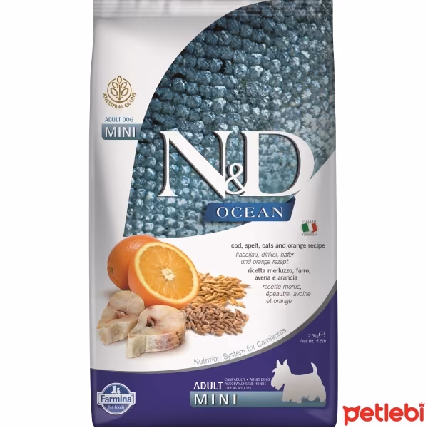 N&D Ocean Mini Morina Balıklı ve Portakallı Küçük Irk Düşük Tahıllı Yetişkin Köpek Maması