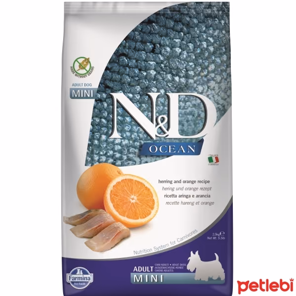 N&D Ocean Mini Ringa Balıklı ve Portakallı Tahılsız Küçük Irk Yetişkin Köpek Maması